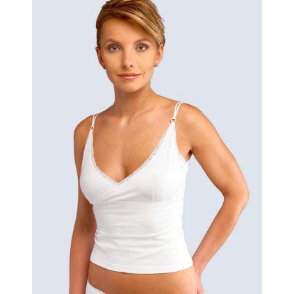 GINA dámské košilka, úzká ramínka, šité, s krajkou, jednobarevné Minerva 18995P - bílá 34/36 (Velikost 34/36, Barva bílá)