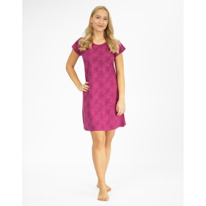 GINA dámské košilka noční dámská krátký rukáv, šité, s potiskem Pyžama 2022 19130P - cola višňová L (Velikost L, Barva cola višňová)