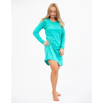 GINA dámské košilka noční dámská dlouhý rukáv, šité, s potiskem Pyžama 2022 19133P - peprmint šalvěj L (Velikost L, Barva peprmint šalvěj)