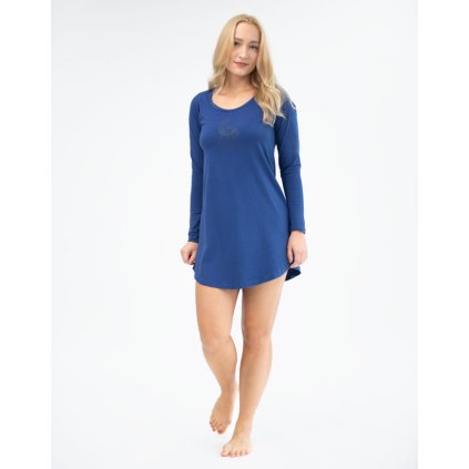 GINA dámské maxitriko dámské dlouhý rukáv, šité, s potiskem, jednobarevné Pyžama 2022 19135P - tm.popel lékořice L (Velikost L, Barva tm.popel lékořice)