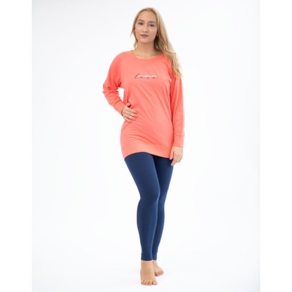 GINA dámské pyžamo dlouhé dámské, šité, s potiskem, jednobarevné Pyžama 2022 19145P - tomato lékořice L (Velikost L, Barva tomato lékořice)