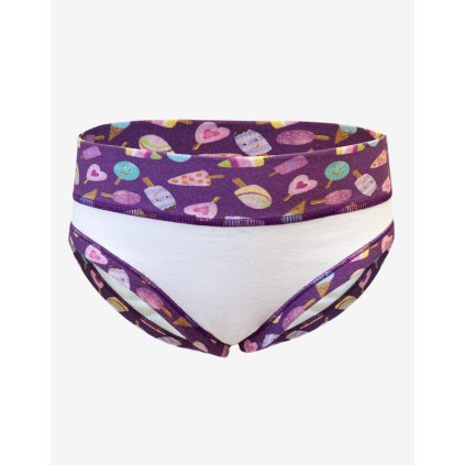 GINA dětské kalhotky klasické dívčí, úzký bok, šité, s potiskem Disco XIX 20027P - levandulová bílá 116/122 (Velikost 116/122, Barva levandulová bílá)
