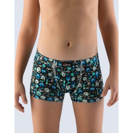 GINA dětské boxerky s delší nohavičkou chlapecké, delší nohavička, šité, s potiskem 23001P - černá atlantic 128/134 (Velikost 128/134, Barva černá atlantic)