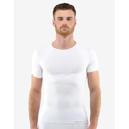 GINA pánské tričko s krátkým rukávem, krátký rukáv, bezešvé, jednobarevné Eco Bamboo 58006P - bílá L/XL (Velikost L/XL, Barva bílá)