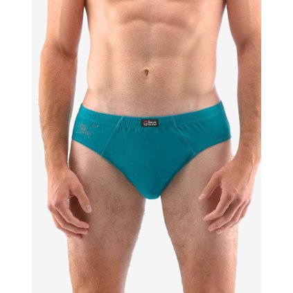 GINA pánské slipy s úzkým bokem, úzký bok, šité, s potiskem 70066P - šalvěj lahvová 50/52 (Velikost 50/52, Barva šalvěj lahvová)