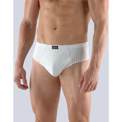 GINA pánské slipy se širším bokem, širší bok, šité 71093P - bílá tm. šedá 50/52 (Velikost 50/52, Barva bílá tm. šedá)