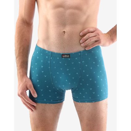 GINA pánské boxerky kratší nohavička, šité, s potiskem 73114P - petrolejová sv. tyrkysová 46/48 (Velikost 46/48, Barva petrolejová sv. tyrkysová)