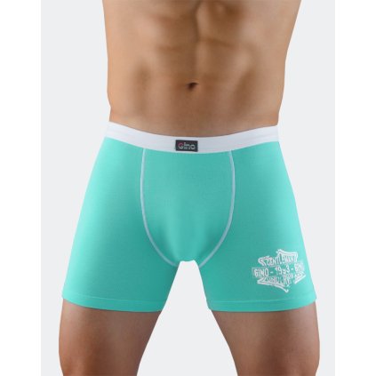 GINA pánské boxerky delší nohavička, šité, s potiskem Max III 74071P - tyrkysová bílá 54/56 (Velikost 50/52, Barva tyrkysová bílá)