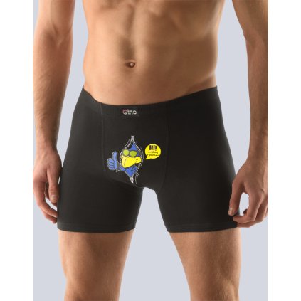 GINA pánské boxerky delší nohavička, šité, s potiskem Funny collection 74081P - černá pampelišková 50/52 (Velikost 46/48, Barva černá pampelišková)