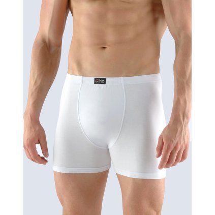 GINA pánské boxerky delší nohavička, šité, jednobarevné Bamboo Classic 74116P - bílá 50/52 (Velikost 50/52, Barva bílá)
