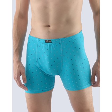 GINA pánské boxerky s delší nohavičkou nadměrné, šité, s potiskem 74138P - tyrkysová lékořice 66/68 (Velikost 62/64, Barva tyrkysová lékořice)
