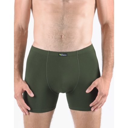 GINA pánské boxerky s delší nohavičkou, delší nohavička, šité, jednobarevné Eco Bamboo 74159P - lahvová 50/52 (Velikost 50/52, Barva lahvová)