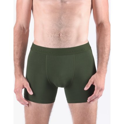 GINA pánské boxerky delší nohavička, šité, jednobarevné Eco Bamboo 74160P - lahvová 50/52 (Velikost 50/52, Barva lahvová)