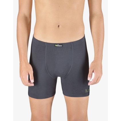 GINA pánské boxerky delší nohavička, šité, s potiskem Eco Bamboo 74163P - tm. šedá olivová 46/48 (Velikost 46/48, Barva tm. šedá olivová)