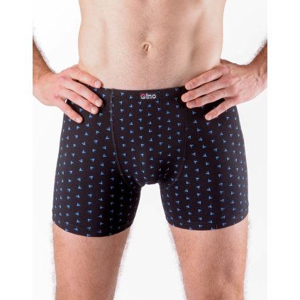 GINA pánské boxerky s delší nohavičkou, delší nohavička, šité, s potiskem 74166P - černá měsíc 62/64 (Velikost 62/64, Barva černá měsíc)