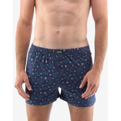 GINA pánské trenky volné, šité, s potiskem 75180P - lékořice tm. tyrkysová 54/56 (Velikost 46/48, Barva lékořice tm. tyrkysová)