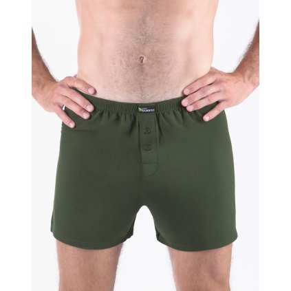 GINA pánské trenky volné, šité, jednobarevné Eco Bamboo 75194P - lahvová 50/52 (Velikost 50/52, Barva lahvová)