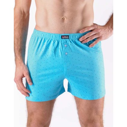 GINA pánské trenky volné, šité, s potiskem 75204P - sv. tyrkysová azurová 50/52 (Velikost 50/52, Barva sv. tyrkysová azurová)