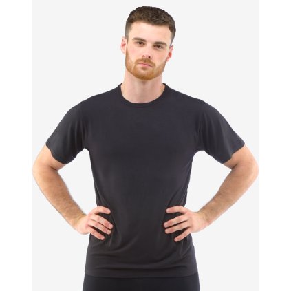GINA pánské tričko s krátkým rukávem, krátký rukáv, šité, jednobarevné ECO Bamboo Sport 78004P - černá S (Velikost S, Barva černá)