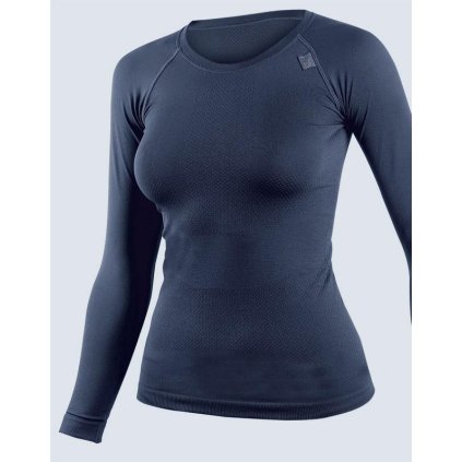 GINA dámské tričko s dlouhým rukávem dámské, dlouhý rukáv, bezešvé, jednobarevné CoolMax 88001P - lékořice L/XL (Velikost L/XL, Barva lékořice)