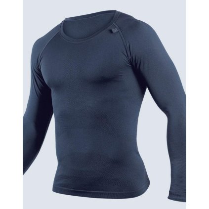 GINA pánské tričko s dlouhým rukávem pánské, dlouhý rukáv, bezešvé, jednobarevné CoolMax 88007P - lékořice S/M (Velikost S/M, Barva lékořice)
