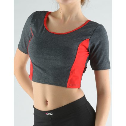 GINA dámské top tričko, krátký rukáv, šité 97012P - tm. šedá třešňová L (Velikost L, Barva tm. šedá třešňová)