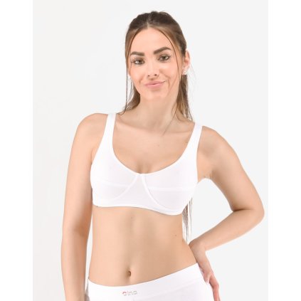 GINA dámské podprsenka sportovní, bez kostice, šité, jednobarevné 97017P - bílá XXL (Velikost S, Barva atlantic)