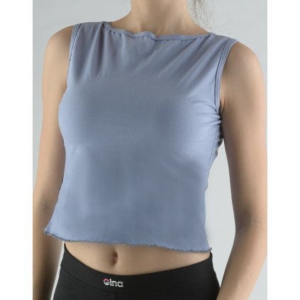 GINA dámské top tílko, širší ramínka, šité, jednobarevné 98008P - ocelová L (Velikost L, Barva ocelová)