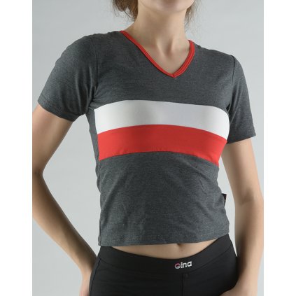 GINA dámské tričko s krátkým rukávem, krátký rukáv, šité 98009P - tm. šedá třešňová M (Velikost M, Barva tm. šedá třešňová)