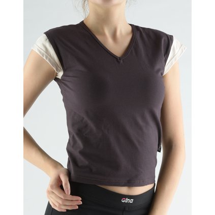 GINA dámské tričko s krátkým rukávem, krátký rukáv, šité 98010P - melta písková S (Velikost S, Barva melta písková)