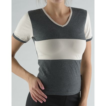 GINA dámské tričko s krátkým rukávem, krátký rukáv, šité 98014P - tm. šedá písková M (Velikost M, Barva tm. šedá písková)