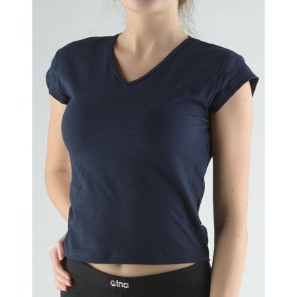 GINA dámské tričko s krátkým rukávem, krátký rukáv, šité, jednobarevné 98022P - lékořice S (Velikost S, Barva lékořice)