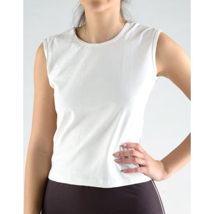 GINA dámské tričko bez rukávů, skampolo, šité, jednobarevné 98026P - bílá L (Velikost L, Barva bílá)