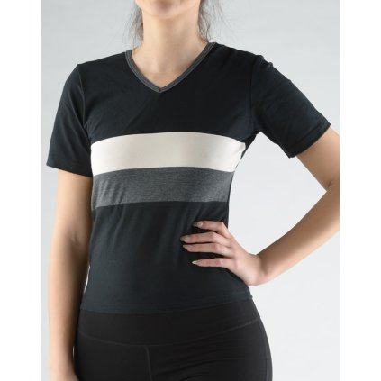 GINA dámské tričko s krátkým rukávem, krátký rukáv, šité 98069P - černá tm. šedá S (Velikost S, Barva černá tm. šedá)