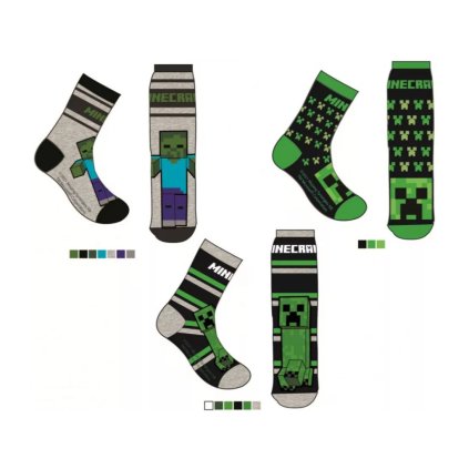 Ponožky  MINECRAFT chlapecké 3pack velikost 27-30