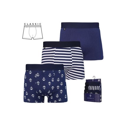3 pack boxerek Kotva modro-bílé (Velikost L)