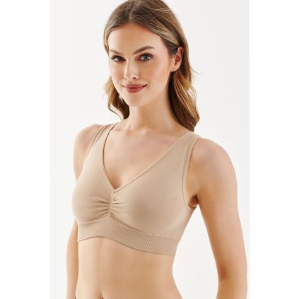 Bezešvá podprsenka Top Shape béžová (Velikost S/M)