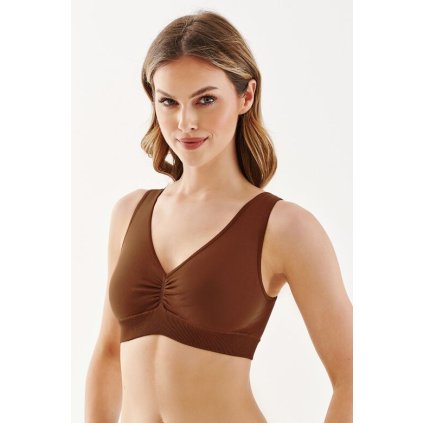 Bezešvá podprsenka Top Shape mocca (Velikost L/XL)