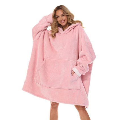 Maxi mikina Hoodie růžová bez potisku
