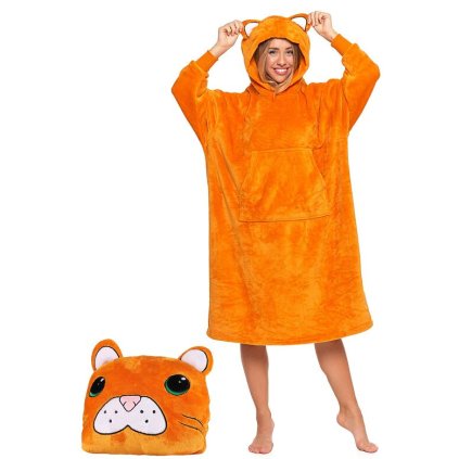 Plyšová mikina / polštář 2v1 Tygr oranžová