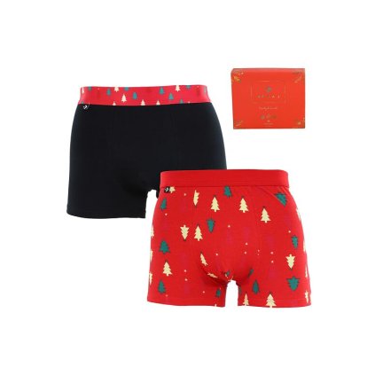 2 pack boxerek 600-005 vánoční černé a červené (Velikost L)