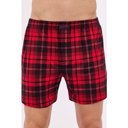 Bavlněné trenýrky Comfort 295 červené s káro vzorem (Velikost M)