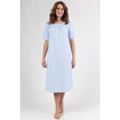 Bavlněná dámská košilka Anitta modrá květovaná (Velikost M)