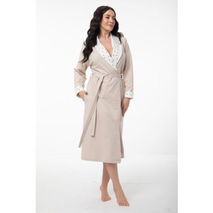 Bavlněný dámský župan Ruti II béžový (Velikost XXL)