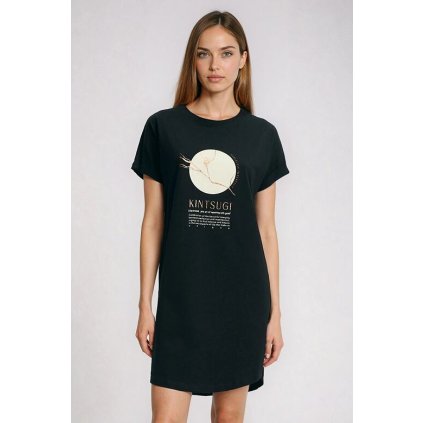 Bavlněná dámská košilka Dairoku Japanese černá (Velikost S)