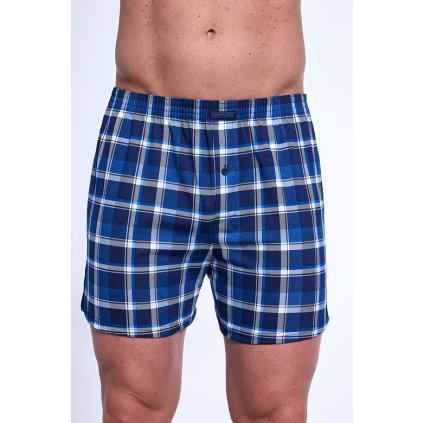 Bavlněné trenýrky Comfort 002318 modré káro (Velikost M)