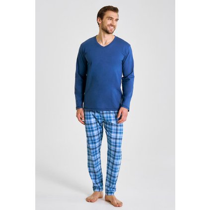 100% Bavlněné pánské pyžamo Mark modré (Velikost M)