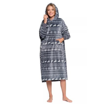 Maxi mikina Jule šedá s norským vzorem