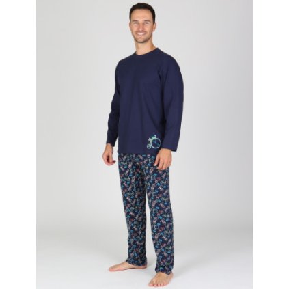 Pánské dlouhé pyžamo P ANATOL s motivem kol (Velikost M)