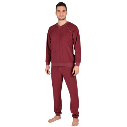 Pánské froté pyžamo P 1427 vínové (Velikost M)